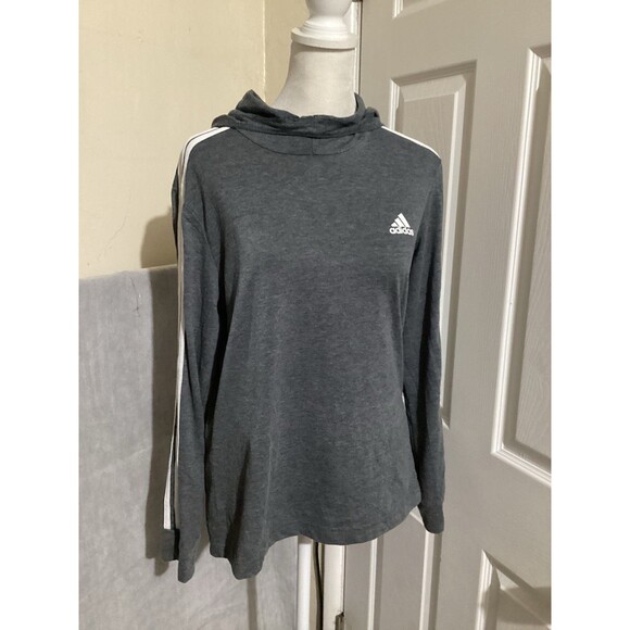 Adidas Womens Gray Primegreen Logo Long Sleeve Hoodie Sweatshirt M - Picture 2 of 5